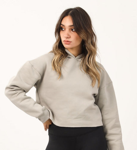 Shechick - Unfinished Sliver Grey Cropped Hoodie
