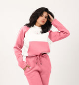 Shechick - White & Dusty Pink Cropped Hoodie