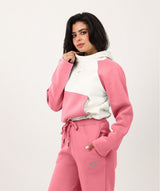 Shechick - White & Dusty Pink Cropped Hoodie