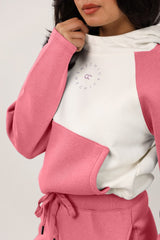 Shechick - White & Dusty Pink Cropped Hoodie