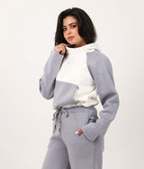 Shechick - White & Blue Cropped Hoodie