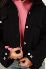 Shechick - Melton Black Crop Shirt