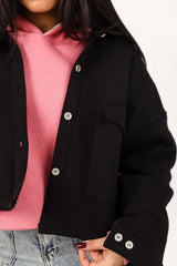Shechick - Melton Black Crop Shirt