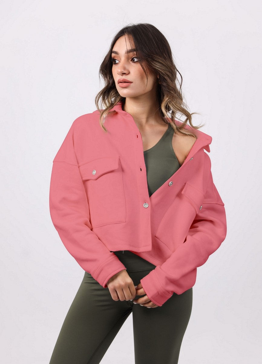 Shechick - Melton Dusty Pink Crop Shirt
