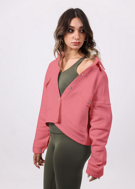 Shechick - Melton Dusty Pink Crop Shirt