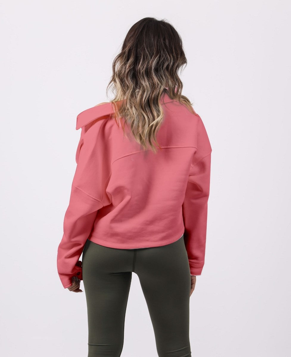 Shechick - Melton Dusty Pink Crop Shirt