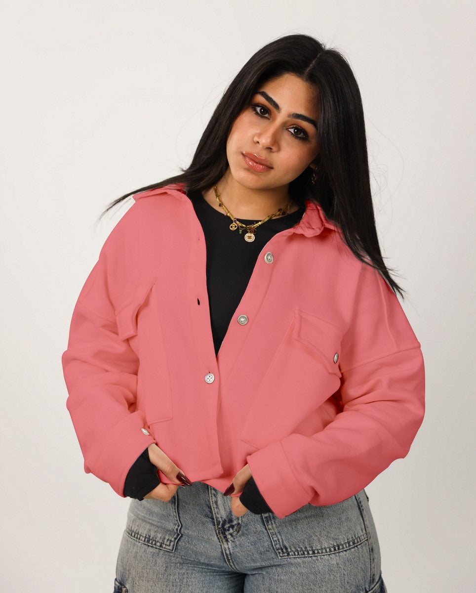 Shechick - Melton Dusty Pink Crop Shirt