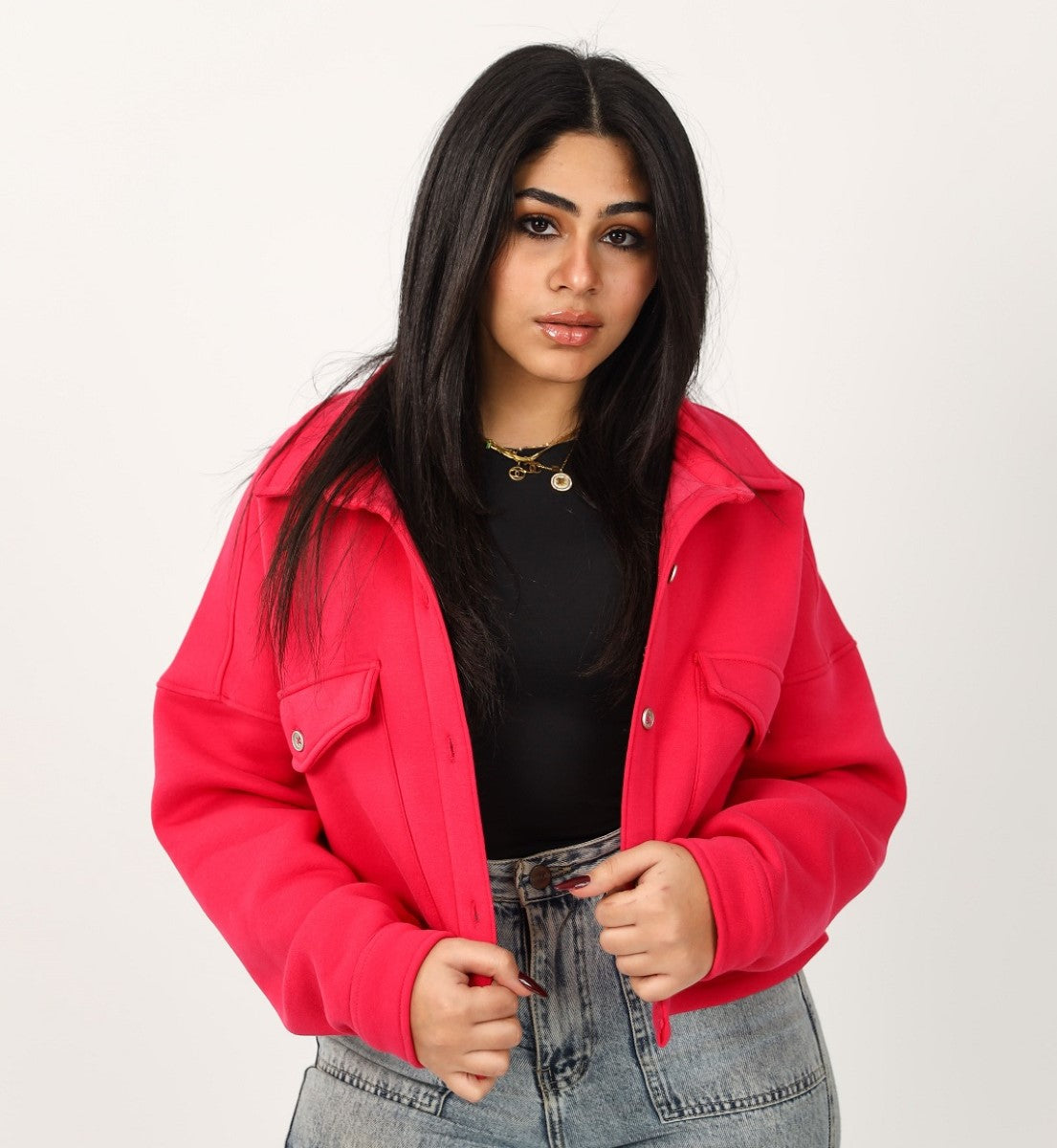 Shechick - Melton Hot Pink Crop Shirt