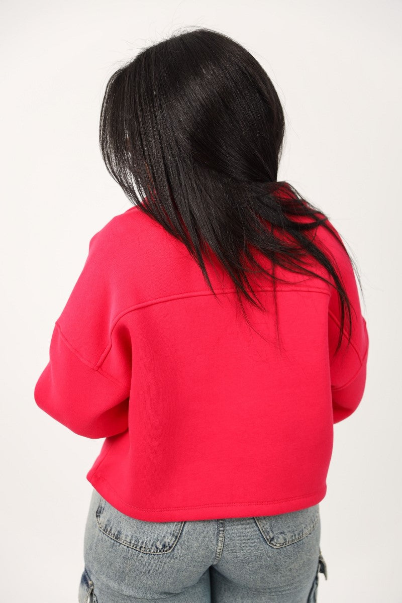 Shechick - Melton Hot Pink Crop Shirt