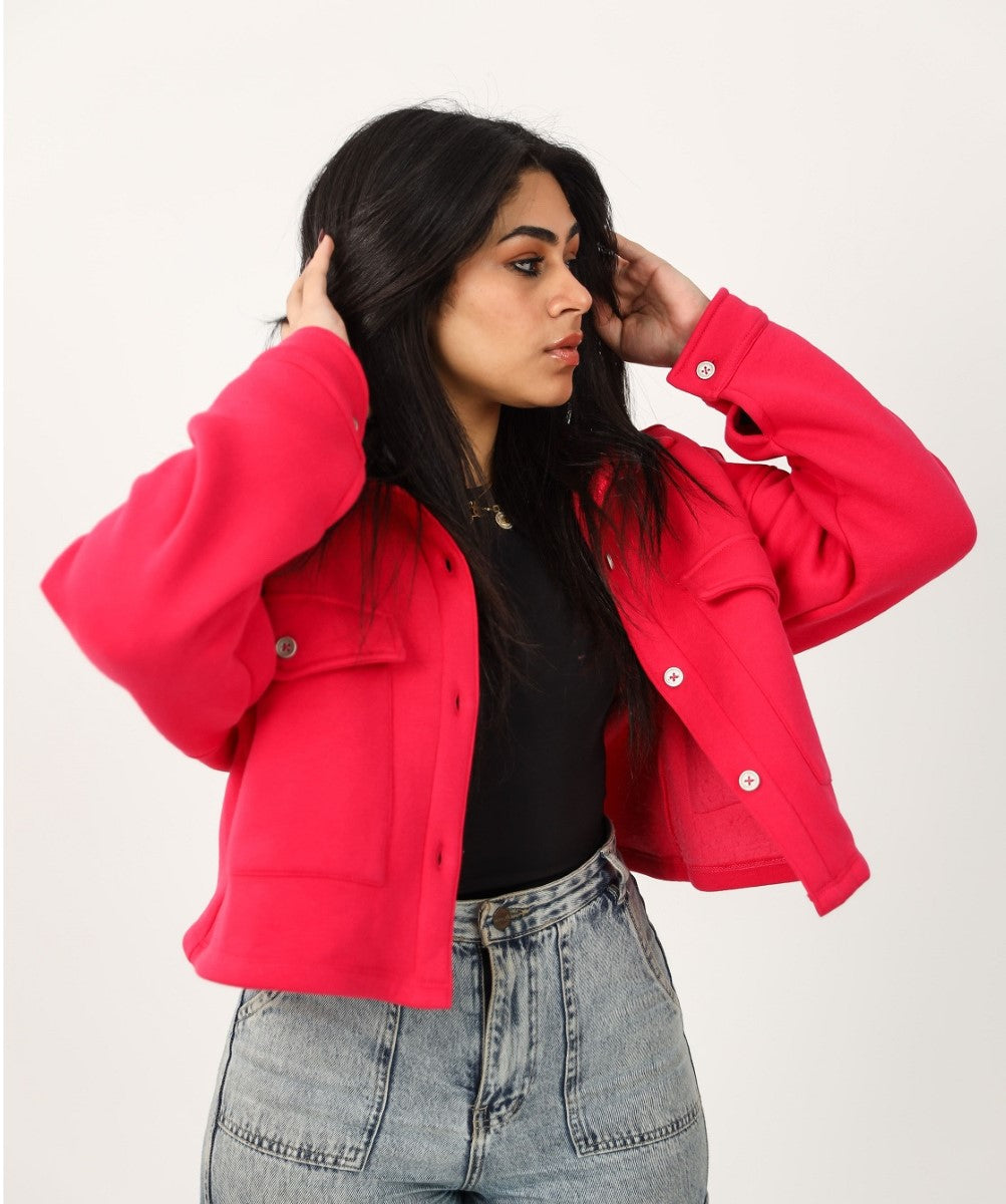Shechick - Melton Hot Pink Crop Shirt