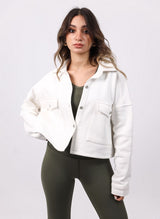 Shechick - Melton White Crop Shirt