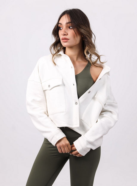 Shechick - Melton White Crop Shirt