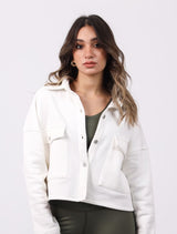 Shechick - Melton White Crop Shirt