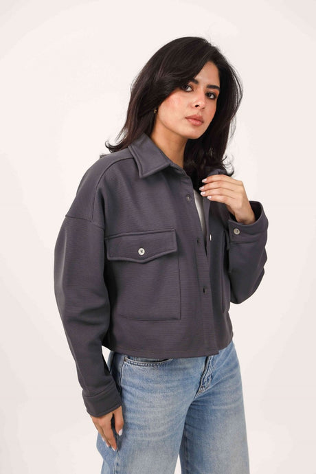 Shechick - Cardone Dark Grey Crop Shirt