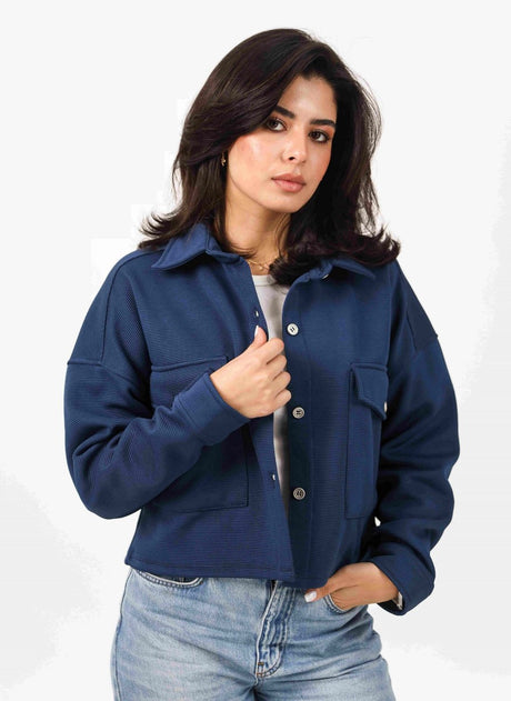 Shechick - Cardone Navy Crop Shirt