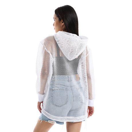 Red circle -  - Women's long sleeve mesh jacket and hoodie