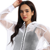 Red circle -  - Women's long sleeve mesh jacket and hoodie
