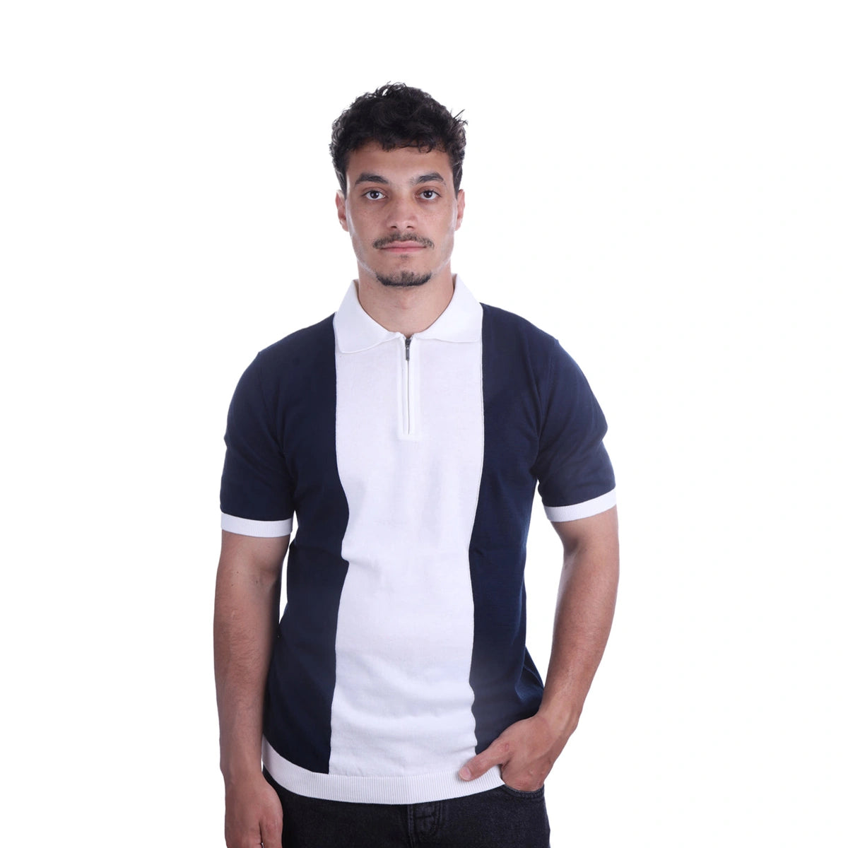 Sutra - Patterned Polo Zipped Two Color