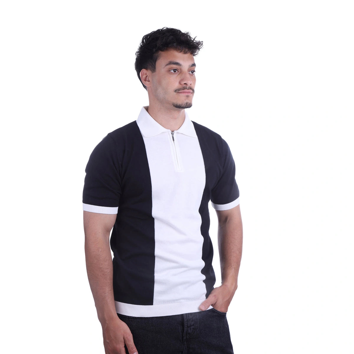 Sutra - Patterned Polo Zipped Two Color