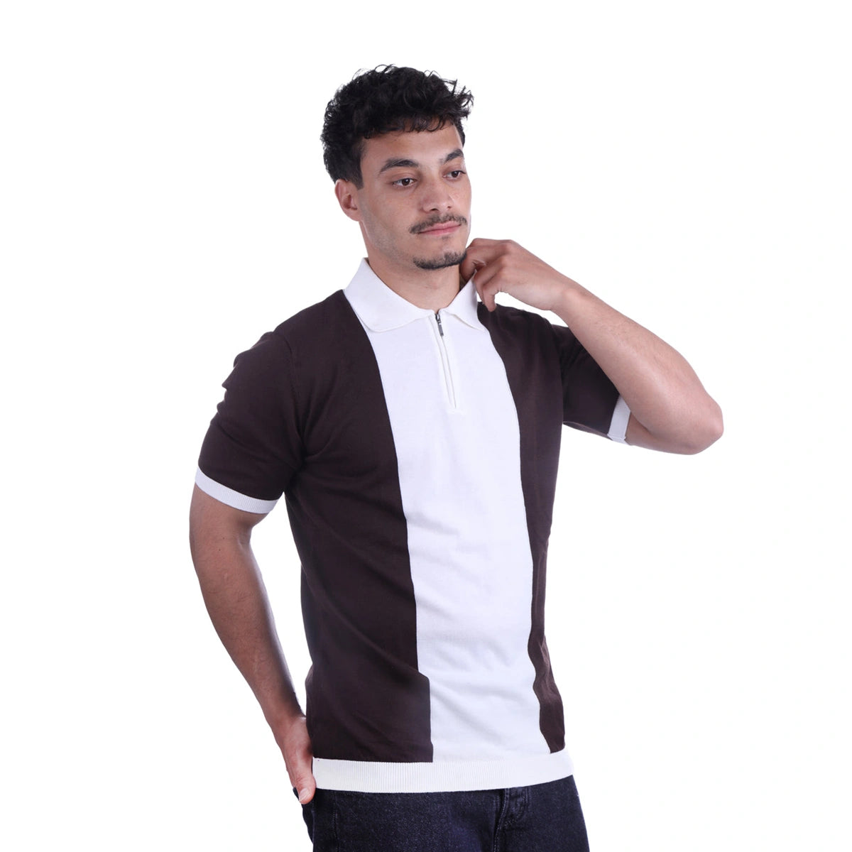 Sutra - Patterned Polo Zipped Two Color