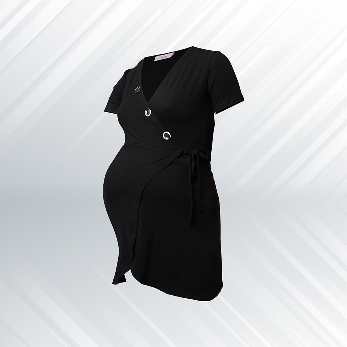 Hesper - Basic maternity & nursing mini dress half sleeves with fake buttons