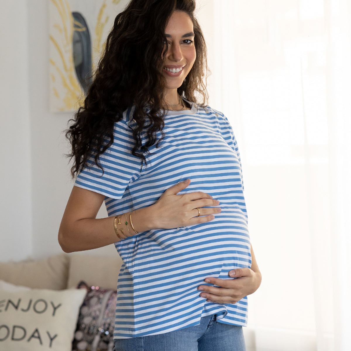 Hesper - SummerEase Half Sleeve Snap Nursing & Maternity T-Shirt