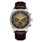 TRNDA STAINLESS STEEL MENS WATCH - TIMELESS STYLE WITH GRADIENT CEDAR BROWN DIAL & LEATHER BAND