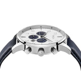 TRNDA STAINLESS STEEL 43MM MEN'S WATCH - TIMELESS STYLE WITH BLUE LEATHER BAND