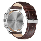 TRNDA STAINLESS STEEL CLASSIC - TIMELESS MEN'S WATCH WITH BROWN LEATHER BAND & SILVER WHITE DIAL