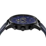TRNDA STAINLESS STEEL MEN'S WATCH - TIMELESS BLACK & BLUE DIAL WITH GENUINE LEATHER BAND