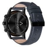 TRNDA STAINLESS STEEL MEN'S WATCH - TIMELESS BLACK & BLUE DIAL WITH GENUINE LEATHER BAND