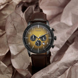 TRNDA STAINLESS STEEL MEN'S WATCH - TIMELESS BLACK & BROWN TREND WITH GRADIENT DIAL
