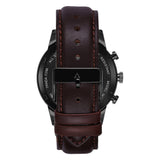 TRNDA STAINLESS STEEL MEN'S WATCH - TIMELESS BLACK & SEAWEED GREEN DIAL with BROWN LEATHER BAND