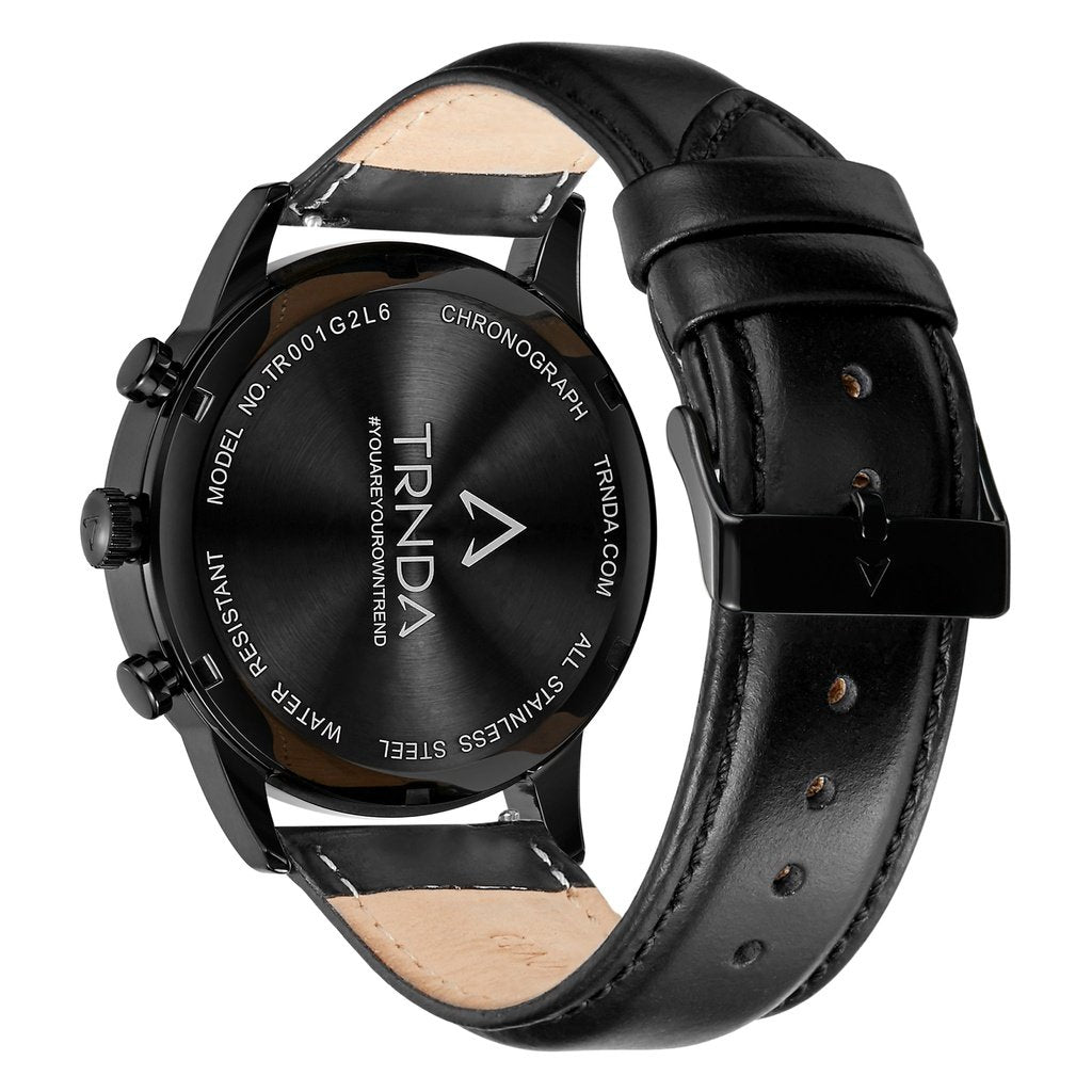 TRNDA MEN'S CLASSIC STAINLESS STEEL WATCH - BLACK CASE & GRADIENT SEAWEED GREEN DIAL