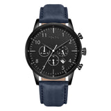 TRNDA STAINLESS STEEL MEN'S WATCH - ELEGANT CHARCOAL DIAL & BLUE LEATHER BAND