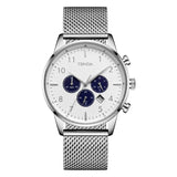 TRNDA MEN'S STAINLESS STEEL FASHION WATCH - ELEGANT SILVER DIAL & MESH BAND, 43MM TIMEPIECE