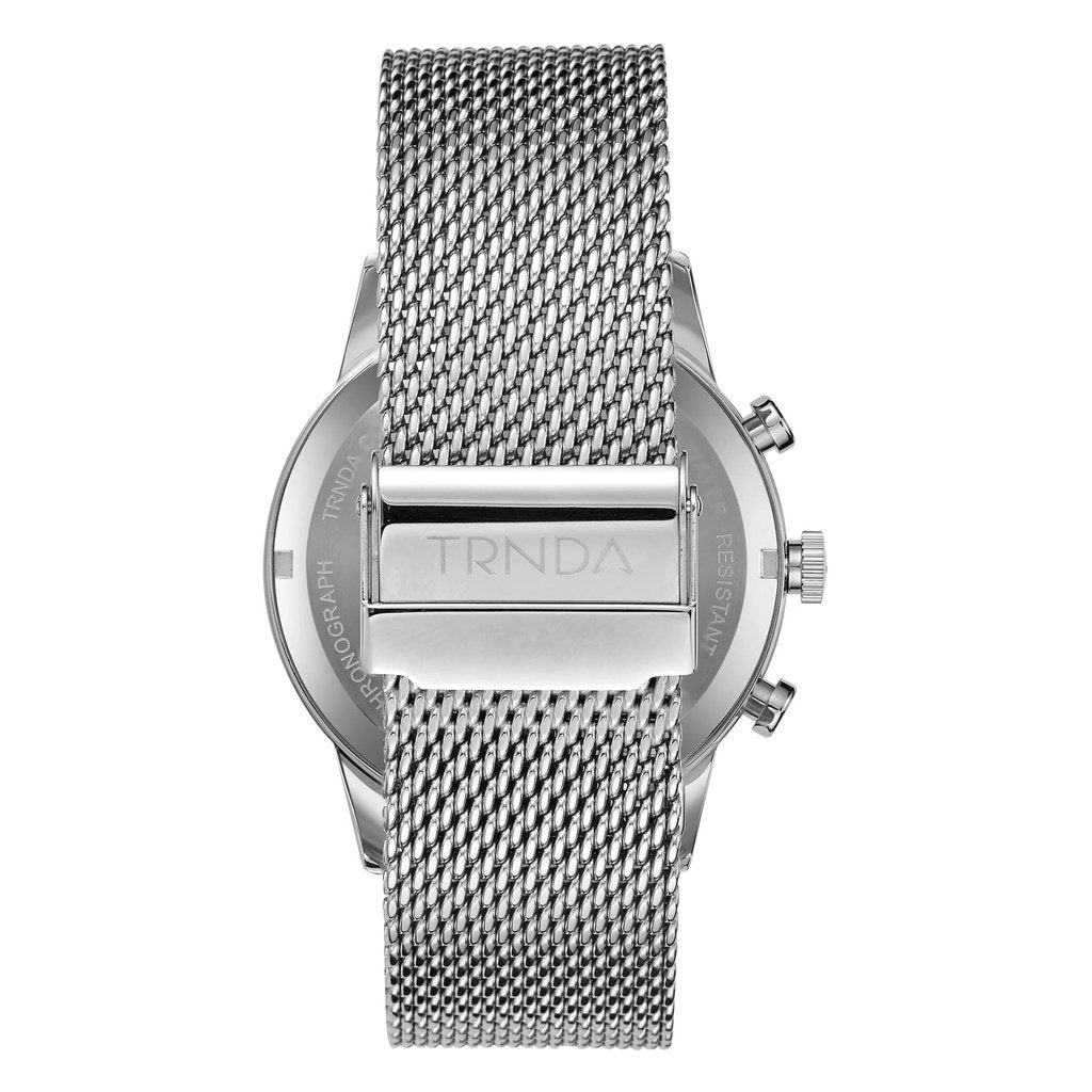 TRNDA TRENDY STAINLESS STEEL MENS WATCH - TIMELESS SILVER MESH & DIAL FASHION STATEMENT