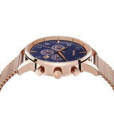 TRNDA ROSE GOLD MESH STAINLESS STEEL - ELEGANT TIMEPIECE FOR MEN WITH DARK BLUE DIAL