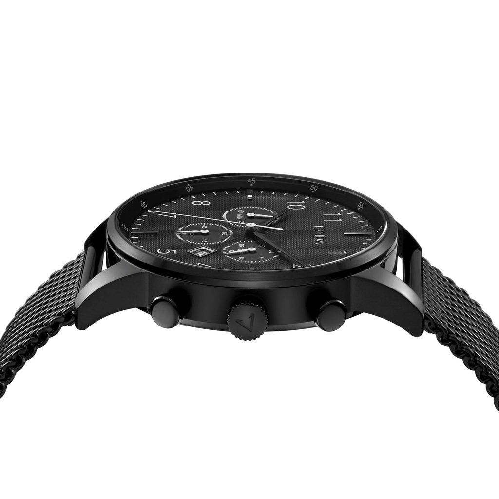 TRNDA STAINLESS STEEL MENS WATCH - TIMELESS CHARCOAL BLACK DIAL WITH MESH BAND