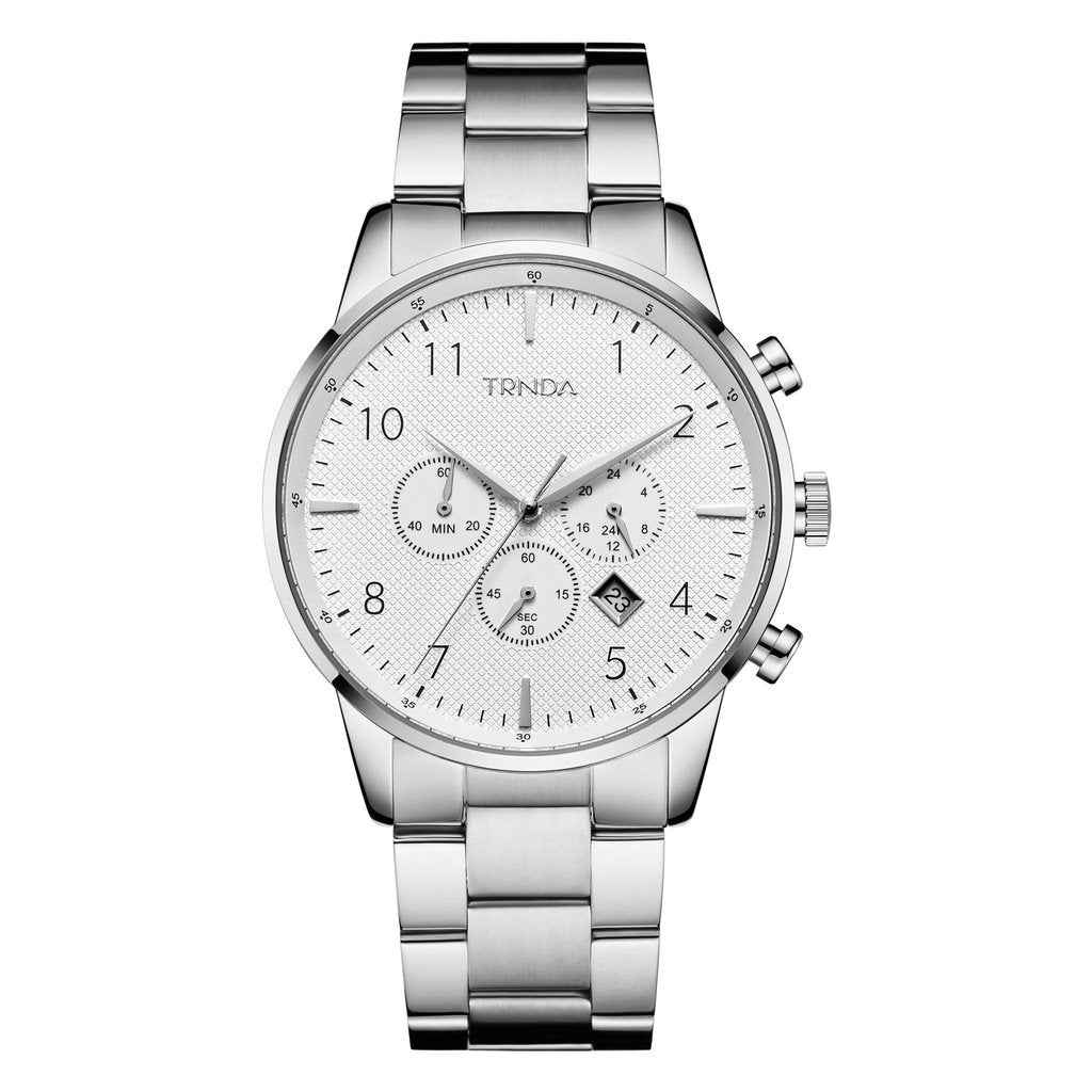 TRNDA STAINLESS STEEL MEN'S WATCH - TIMELESS STYLE & DURABILITY with Silver Dial and Band