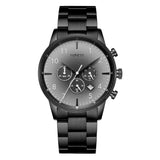 TRNDA STAINLESS STEEL BLACK DIAL MEN'S WATCH - TRENDY & TIMELESS STYLE
