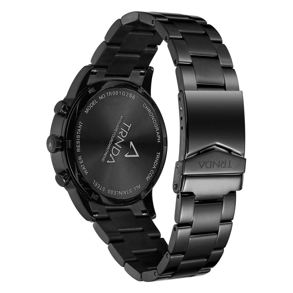 TRNDA STAINLESS STEEL MENS WATCH - TIMELESS BLACK WITH CEDAR BROWN DIAL, FASHIONABLE & DURABLE