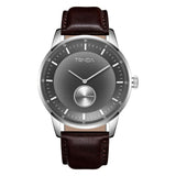 TRNDA MEN'S STAINLESS STEEL WATCH - ELEGANT GRADIENT DIAL & BROWN LEATHER BAND