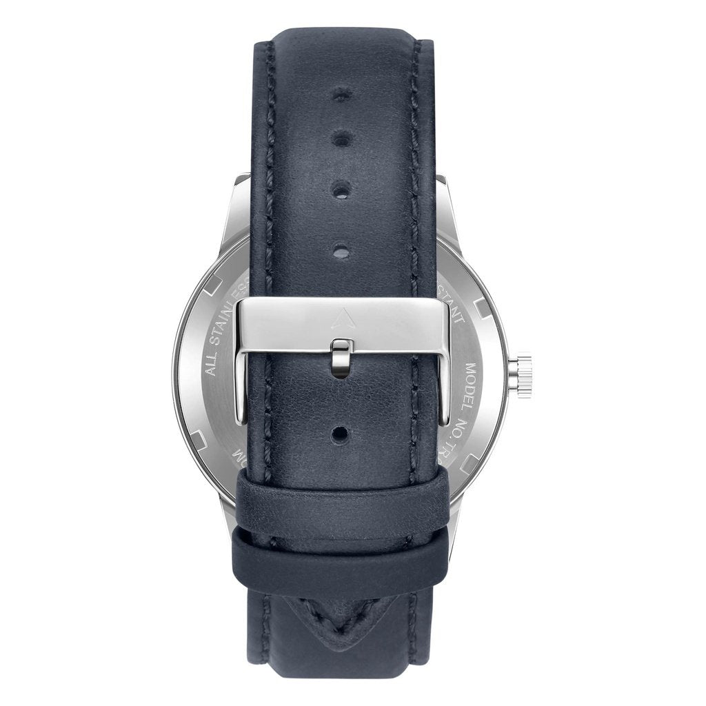 TRNDA STAINLESS STEEL MEN'S WATCH - ELEGANT GRADIENT GRAY DIAL WITH BLUE LEATHER BAND