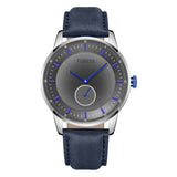 TRNDA MEN'S STAINLESS STEEL TIMEPIECE - ELEGANT BLUE LEATHER & GRADIENT DIAL WATCH