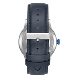 TRNDA MEN'S STAINLESS STEEL TIMEPIECE - ELEGANT BLUE LEATHER & GRADIENT DIAL WATCH