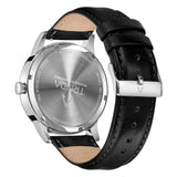 TRNDA STAINLESS STEEL 43MM MEN'S WATCH - BLACK LEATHER BAND & GRADIENT GRAY DIAL