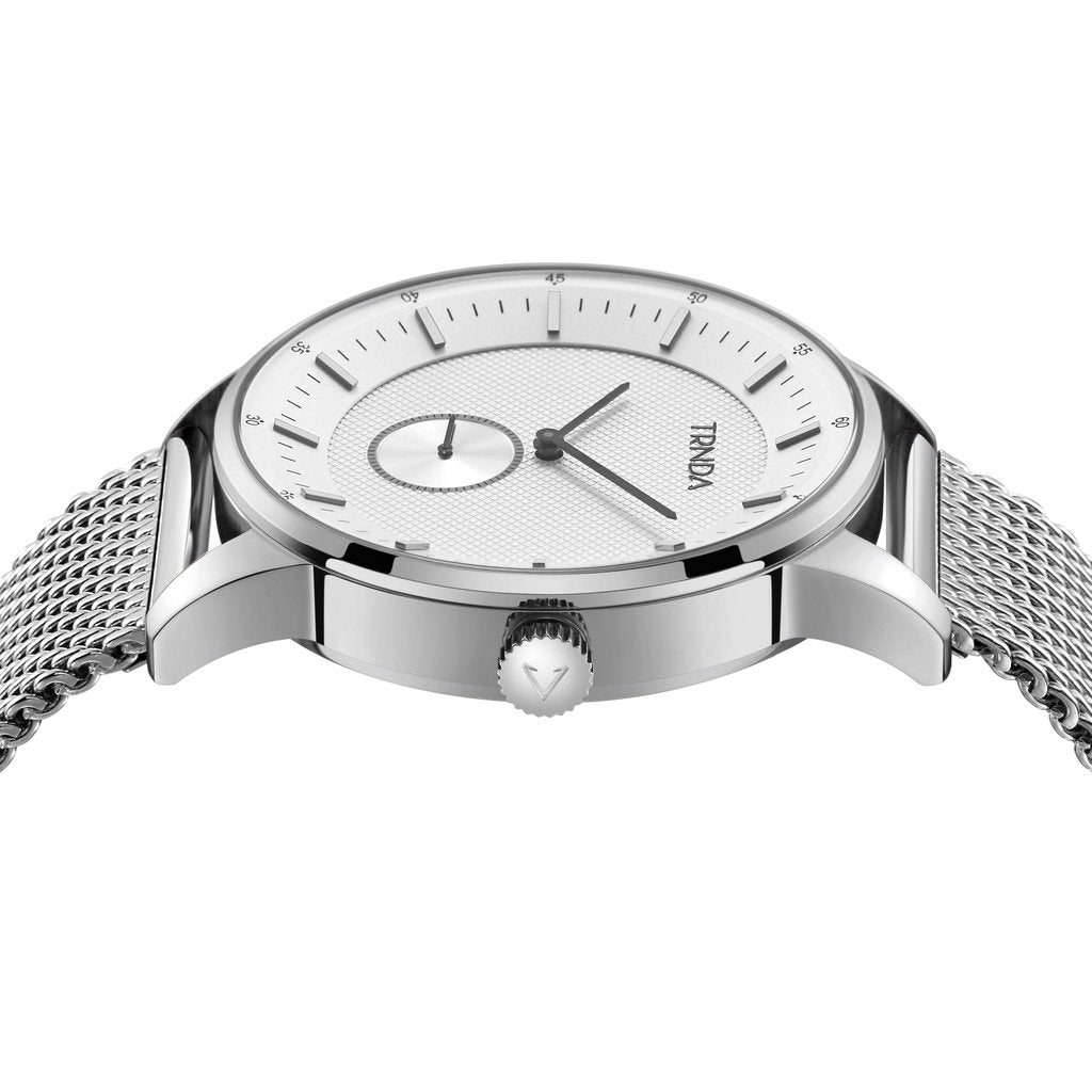 TRNDA MEN'S STAINLESS STEEL TIMEPIECE - SEAWEED GREEN DIAL & BLACK MESH BAND