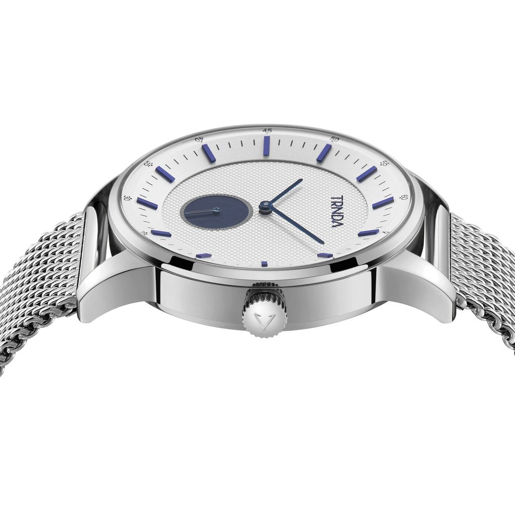 TRNDA TIME: TRENDY STAINLESS STEEL MEN'S WATCH – BLACK DIAL & SILVER MESH – STYLISH & DURABLE