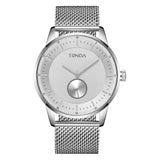 TRNDA STAINLESS STEEL MENS WATCH - TIMELESS SILVER MESH STYLE WITH UNIQUE DIAL